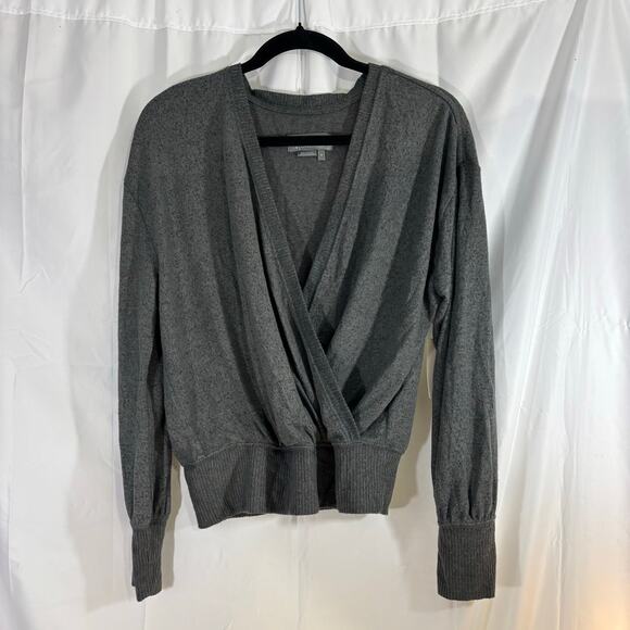 Anthropologie Rocio Surplice Top Gray Medium Draped V-Neck Blouse - Picture 4 of 6
